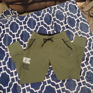 Victoria's Secret PINK jogger sweatpants in olive green. Size Small. Features a